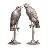 Zwei gro&szlig;e silberne Falken, deutsch, Hanau, Wilhelm Weinranck, um 1900