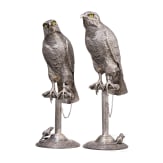Zwei gro&szlig;e silberne Falken, deutsch, Hanau, Wilhelm Weinranck, um 1900