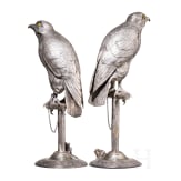 Zwei gro&szlig;e silberne Falken, deutsch, Hanau, Wilhelm Weinranck, um 1900