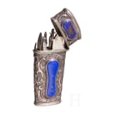 Silbernes Reisenecessaire mit Lapislazuli, wohl deutsch, sp&auml;tes 18. Jhdt.