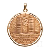 18kt Goldmedaille - wohl ein Pr&auml;sentationsgeschenk f&uuml;r die Ehefrau von General Marco P&eacute;rez Jim&eacute;nez (Pr&auml;sident Venezuela 1952-1958) zur Einweihung des Centro Sim&oacute;n Bol&iacute;var, datiert 1954