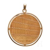 18kt Goldmedaille - wohl ein Pr&auml;sentationsgeschenk f&uuml;r die Ehefrau von General Marco P&eacute;rez Jim&eacute;nez (Pr&auml;sident Venezuela 1952-1958) zur Einweihung des Centro Sim&oacute;n Bol&iacute;var, datiert 1954