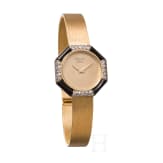 A ladies 18ct gold, diamond and onyx Chopard wristwatch, Swiss, 1960/70s