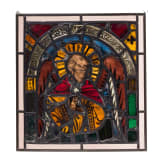A late Gothic German leaded stained glass window showing an archangel, circa 1500