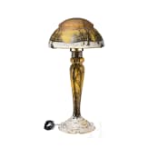 A large table lamp with winter landscape "Cr&eacute;puscule neige" or "Paysage hiver", Nancy, Daum Fr&egrave;res, circa 1902