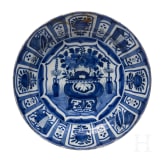 Five flower vase and swan pattern chargers, Delft, early 18th century (four) / circa 1800 (one)
