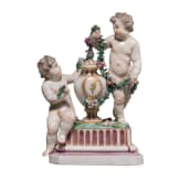 A porcelain putti group &ldquo;Girlandenwinder&rdquo;, Johann Jacob Louis (design), Ludwigsburg, circa 1764