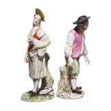 A porcelain cavalier and shepherdess with lamb, Meissen, circa 1750 / Ludwigsburg 1760/70