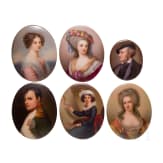 Six finely painted porcelain plaques with portrait miniatures, possibly by C.M. Hutschenreuther, between 1900 and 1915