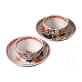 Paar Imari-Tassen mit Untertassen, Meissen, um 1780