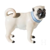 A standing porcelain pug dog, Meissen, 20th century