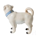 A standing porcelain pug dog, Meissen, 20th century