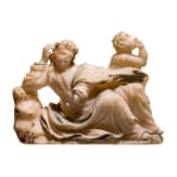 Alabaster-Figurengruppe &bdquo;Satyr und M&auml;nade&ldquo;, Italien, Trapani, sp&auml;tes 17. Jhdt.