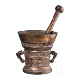 M&ouml;rser mit Delfinhenkeln, wohl Mecheln, datiert 1654