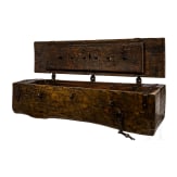 A Rhenish late Gothic trunk carved from a single tree, 15th century