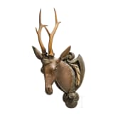 A German wooden roebuck trophy head, dated 1753