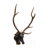 A German carved wooden deer trophy, 18th century