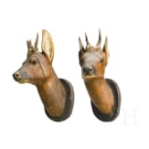 A pair of German Roebuck trophies, mid 19th century