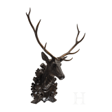 A Berchtesgaden carved wooden deer trophy, ca. 1880