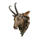 A wooden German chamois trophy head, ca. 1750