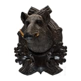 A Berchtesgaden carved wooden boar head trophy, ca. 1880