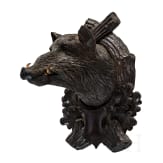 A Berchtesgaden carved wooden boar head trophy, ca. 1880