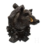 A Berchtesgaden carved wooden boar head trophy, ca. 1880