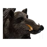 A Berchtesgaden carved wooden boar head trophy, ca. 1880