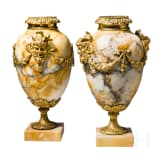 A pair Louis XVI Style ormolu and marble vases, 19th century