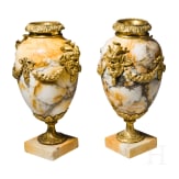 A pair Louis XVI Style ormolu and marble vases, 19th century