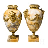 A pair Louis XVI Style ormolu and marble vases, 19th century