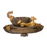 A ormolu and brass inkwell, first half of the 19th century