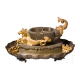 A ormolu and brass inkwell, first half of the 19th century