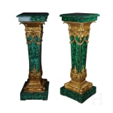 A pair of Neoclassical style pedestal columns with malachite painting, 20th/21st century
