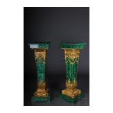 A pair of Neoclassical style pedestal columns with malachite painting, 20th/21st century
