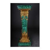 A pair of Neoclassical style pedestal columns with malachite painting, 20th/21st century
