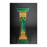 A pair of Neoclassical style pedestal columns with malachite painting, 20th/21st century