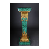 A pair of Neoclassical style pedestal columns with malachite painting, 20th/21st century