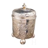 A Russian silver lidded three-feet beaker, Moscow, 1767