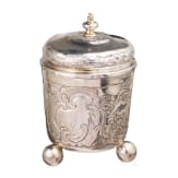 A Russian silver lidded three-feet beaker, Moscow, 1767