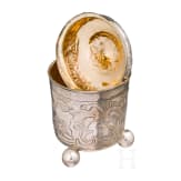 A Russian silver lidded three-feet beaker, Moscow, 1767