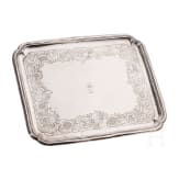 A Russian silver tray on four feet, Moscow, 1763