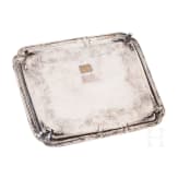 A Russian silver tray on four feet, Moscow, 1763