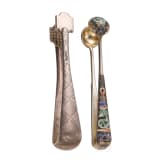 A trompe l'oeil sugar tong and a cloisonn&eacute;-enamel sugar tong, Russia, St. Petersburg, Grachev, 1886 / Moscow, 1908&ndash;1917