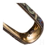 A trompe l'oeil sugar tong and a cloisonn&eacute;-enamel sugar tong, Russia, St. Petersburg, Grachev, 1886 / Moscow, 1908&ndash;1917