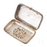 A silver trompe l'oeil cigarette case with flowers, Russia, Moscow, M. Pikiforov, 1880