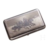 A silver and niello cigarette case with troika, Russia, Moscow, Khlebnikov, 1873