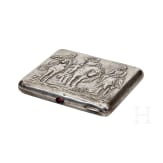 A silver cigarette case showing three Bogatyrs, Soviet Union, 1927-1958