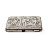 A silver cigarette case showing three Bogatyrs, Soviet Union, 1927-1958