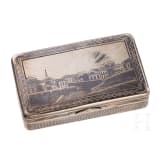 A silver and niello snuff box with view of St. Petersburg, Russia, Moscow, 1865